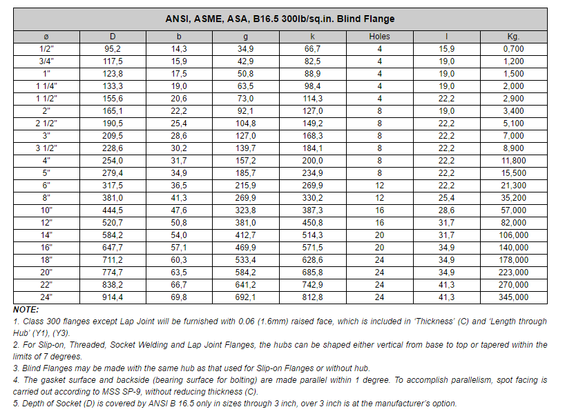 ANSI B16.5 Blind Flange