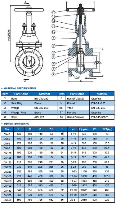 DIN Rising Gate Valve F5